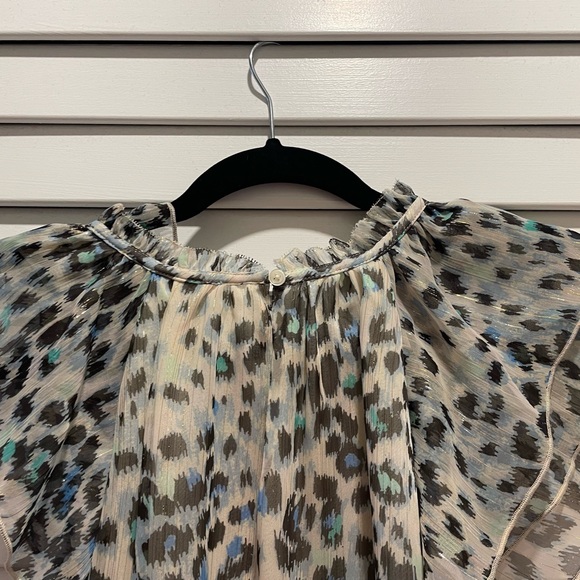 NWT Loft Shimmer Animal Print Ruffle Shell, Large - Picture 6 of 8